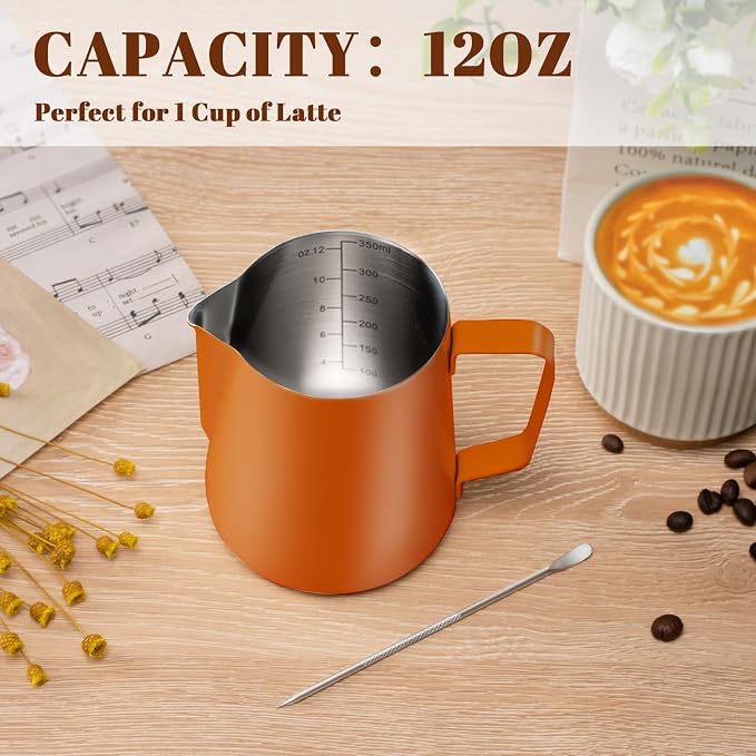 Amrules Milk Frothing Pitcher, 12 oz Milk Frother Cup - Image 4