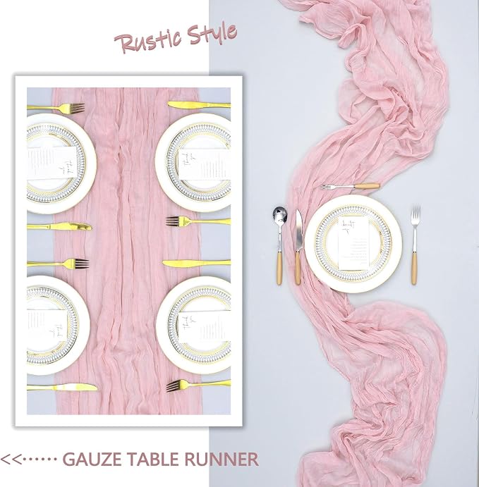10 Pack 17 x 108 Inch Pink Table Runner Cheesecloth | Gauze Cheese Cloth - Image 6