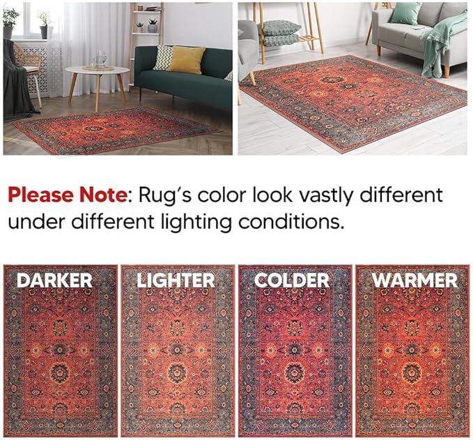 Keen Home Design 2x3 Rug - Machine Washable Entry Rug with Non-Slip Backing, Ideal for Enteryway, Kitchen, Bathroom, Laundry Room - Vintage, Easy Clean, Durable, Low Pile Rug - (2' x 3')