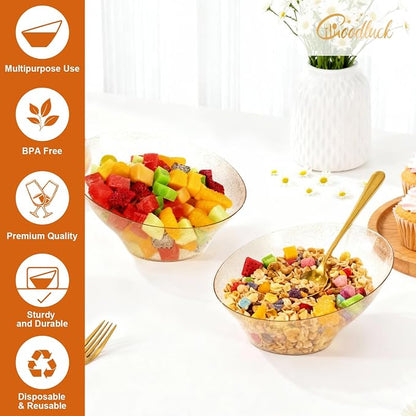 12 Pack Gold Glitter Plastic Serving Bowls - Image 2