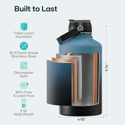 BUZIO 64 oz Insulated Stainless Steel Water Bottle - Image 4