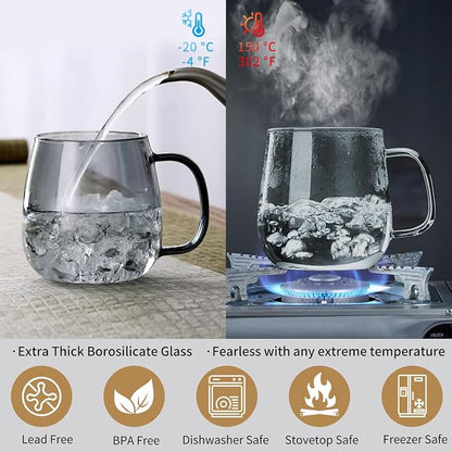 Glass Tea Cup with Infuser and Lid, 17.6oz/520ml Large Borosilicate Teacup - Image 5