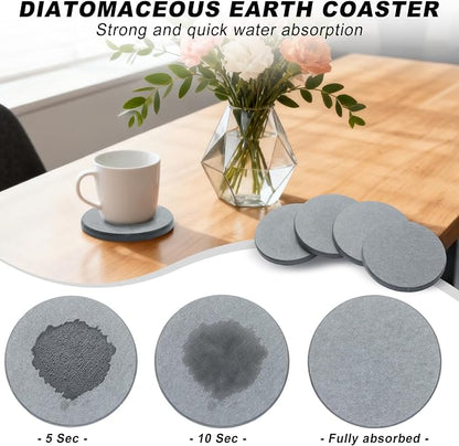 Azhou 6Pcs Absorbent Diatomaceous Earth Coasters Set - Image 2