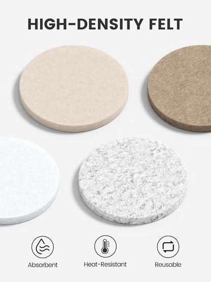 Fluxynara Felt Coasters for Drinks, Heat-Resistant & Reusable Round Design for - Image 3