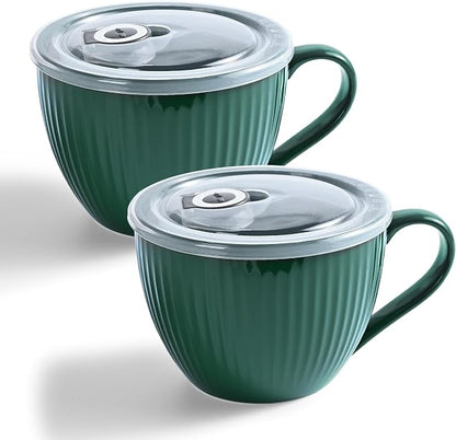 24oz Soup Mug with Handle & Lid, Microwave Soup Bowl/Cup, Ice Cream and by Hoilse