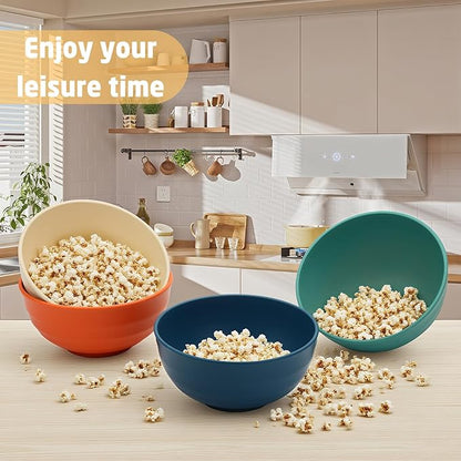 Wheat Straw Bowls 60 OZ, Unbreakable Large Salad Bowls Set of 6, Microwave and Dishwasher Safe Big Popcorn Bowls, Plastic Serving Bowls for Eating, Soup, Cereal and Salad (Multi Colors)