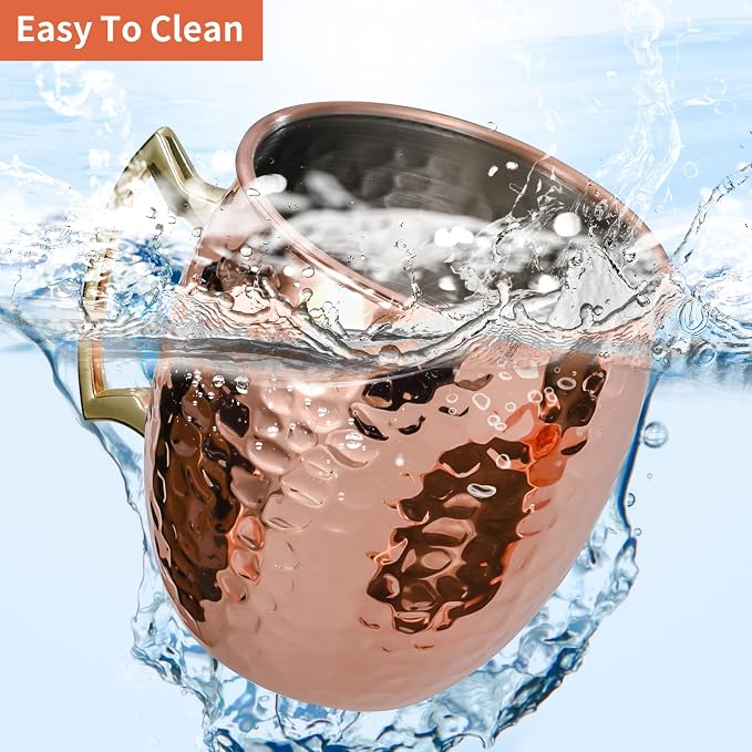 Amrules Moscow Mule Mugs Set of 4, 16 OZ Hammered Copper Cups - Image 5