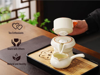Japanese tea set with Infuser Semi Automatic Tea Set Magic Teapot with 6 cups - Image 8