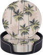 6 Pcs Palm Tree Tropical Plant Silhouette Leather Coasters by CAPVKING