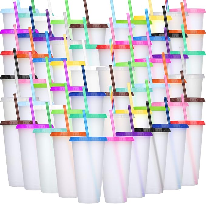 Honeydak 100 Pack Tumbler with Straw and Lid Bulk Water Bottle Iced Coffee by Honeydak