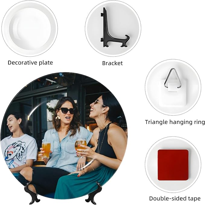 Custom Photo Ceramic Decorative Plates Personalized Porcelain Plate Add Logo Photo Text Ceramic Dinner Plate Home Decor (7 in)