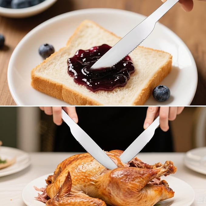 160-Piece Stainless Steel Dinner Knife Set: 8.7 Inch Serrated Table Knives - Image 6