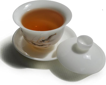 Liang baobao Ice Jade White Porcelain Gaiwan, 5oz Teacup Suet-fat Jade - Image 6