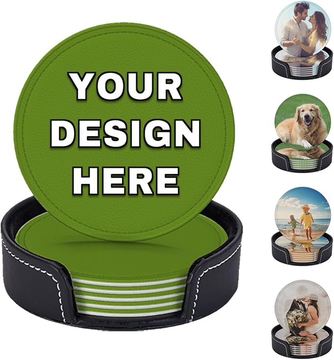 Customized Coasters for Drinks Leather Drink Coaster by YHPHRTA