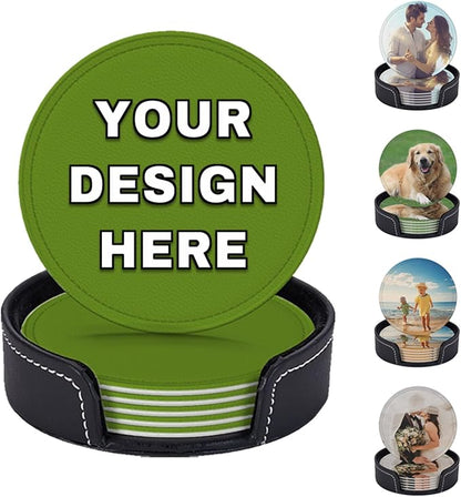 Customized Coasters for Drinks Leather Drink Coaster by YHPHRTA
