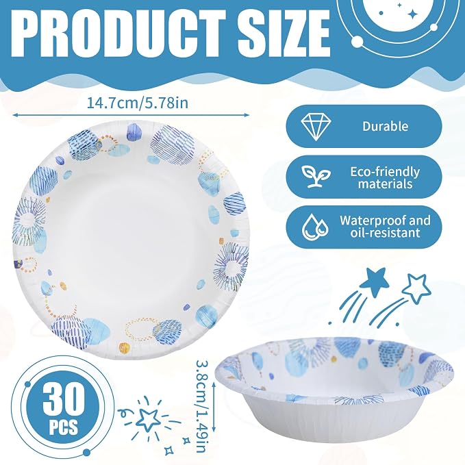 30 Count 8oz Paper Bowls, Disposable Bowls Microwaveable, Soak Proof and Cut - Image 6