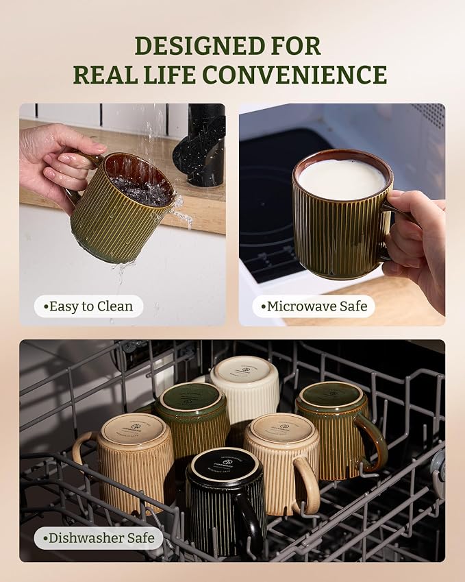 famiware Coffee Mug Set for 4, Star 12 oz Catering Mugs Cup Set - Image 7