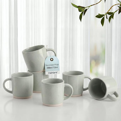 HaWare 13OZ Coffee Mugs Set of 6, Stoneware Coffee Cups, Ceramic Latte Mug by HaWare