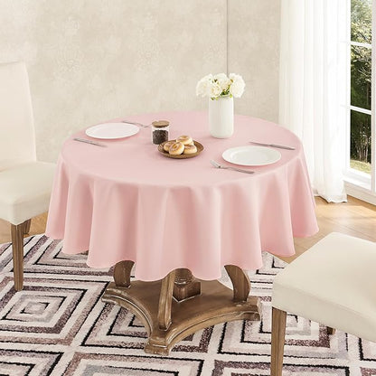 Tablecloth Linen Textured Waterproof & Stain Resistant Table Cloth Wrinkle Free Decorative Fabric Farmhouse Table Cover for Dining/Party/Buffet/Wedding, 60 x 60 Inch, Pink