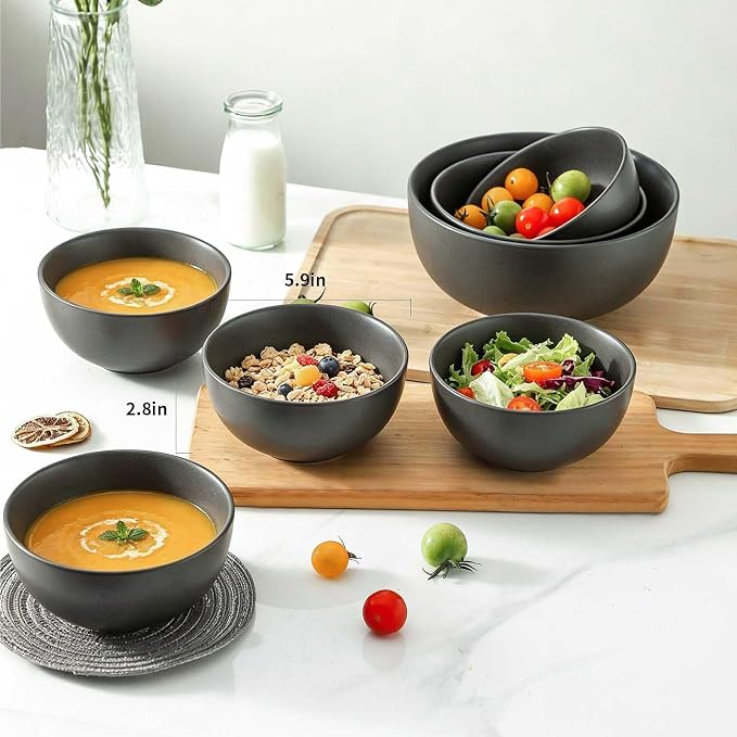 Cereal Bowls, 24 oz Soup Bowls Set of 4, Ceramic Bowls Set - Image 3