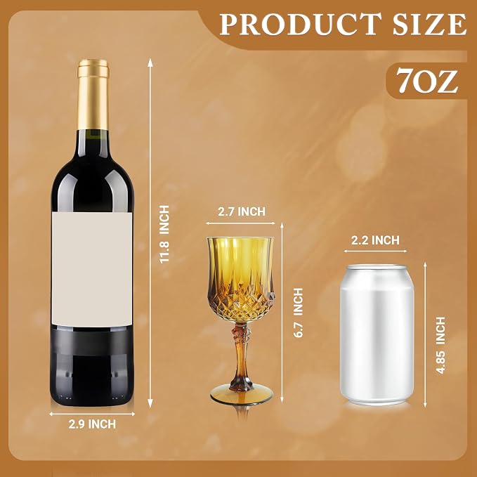 24Pack Plastic Wine Glasses, 7oz Vintage Goblets - Image 3