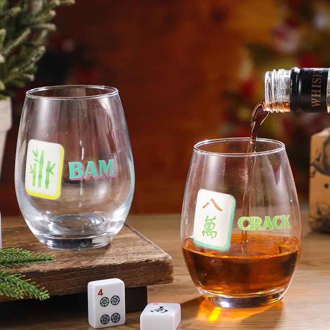 Qinyoung 4 Pcs 15 oz Mahjong Cups Wine Glass Mahjong Accessories and Gifts - Image 3