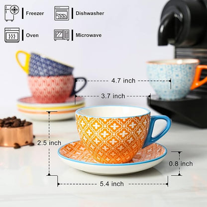KitchenTour Espresso Cups and Saucers set, 7oz - Image 2