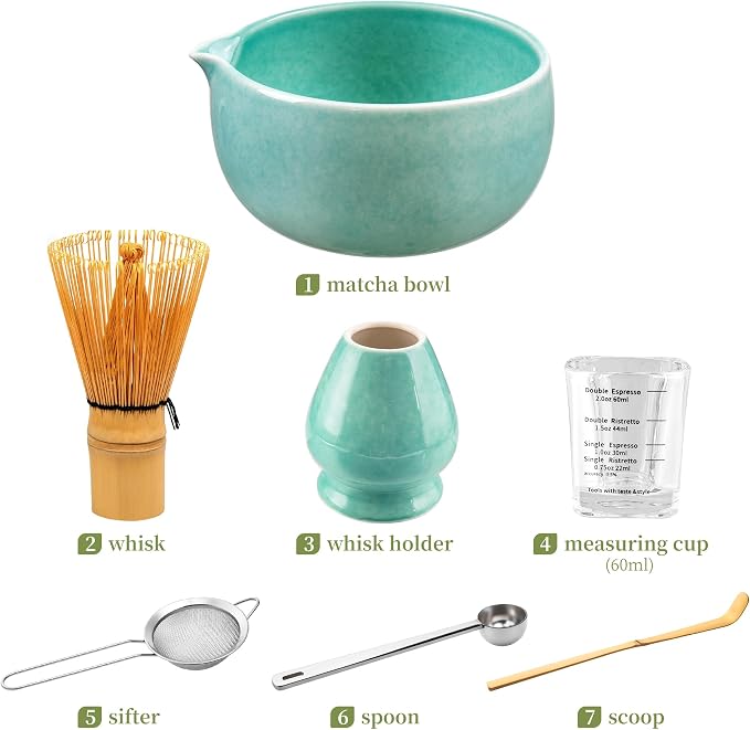 YIBO Matcha Whisk Set, Matcha Kit Bamboo Whisk and Ceramic Bowl - Image 6