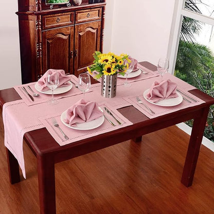 Grelucgo Handcrafted Pink Color Dining Table Napkins, Double-Hemstitched) - Image 6