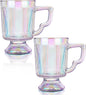 Joeyan Iridescent Glass Coffee Mugs, Vintage Ribbed Coffee Cups by JoeyanHousehold