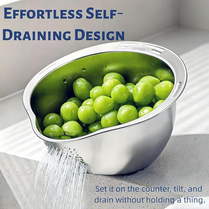 DOPMEP Rice Washer Strainer Bowl Stainless Steel Colander - Image 5