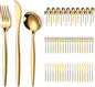 60-Piece Gold Silverware Set for 20, Food Grade Stainless Steel Flatware Set by SilverwareSet