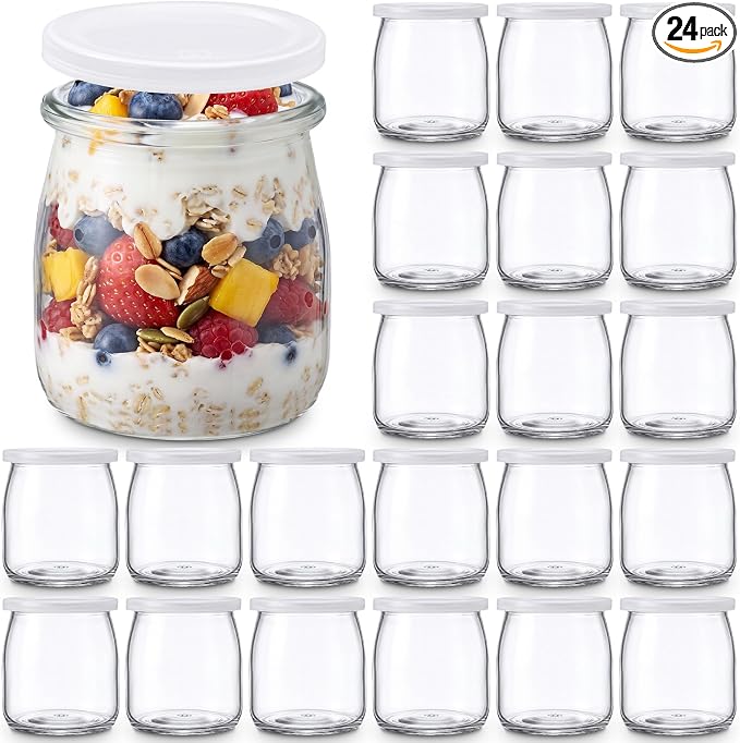 24 Pcs 6oz Small Glass Yogurt Cups by Suclain