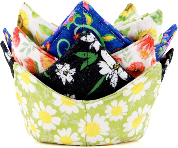 Cotton Microwavable Bowl Cozy, Microwave-Safe Hot Bowl Holders, Soup Bowl Cozy by ROGITU