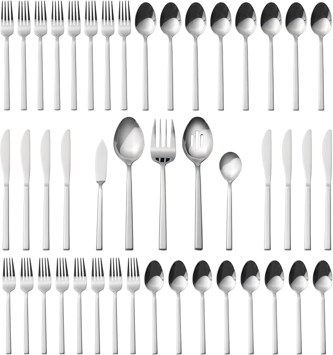 Alata Cube 45-Piece Forged Stainless Steel Flatware Set Cutlery Set, Service by Alata