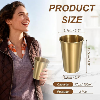uxcell 2 Pcs Stainless Steel Cups, 17oz/500ml Metal Cups Double Wall Tumbler - Image 2