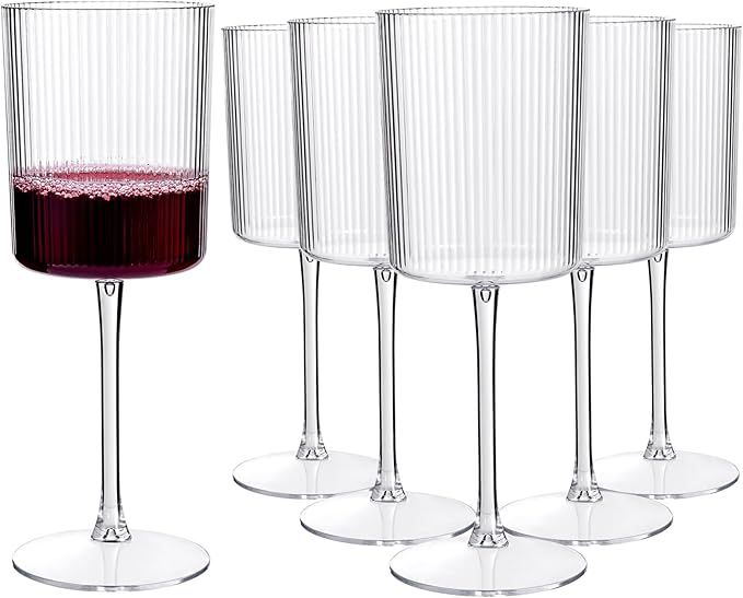 YOUBET 24Pack Plastic Ribbed Wine Glasses by YOUBET