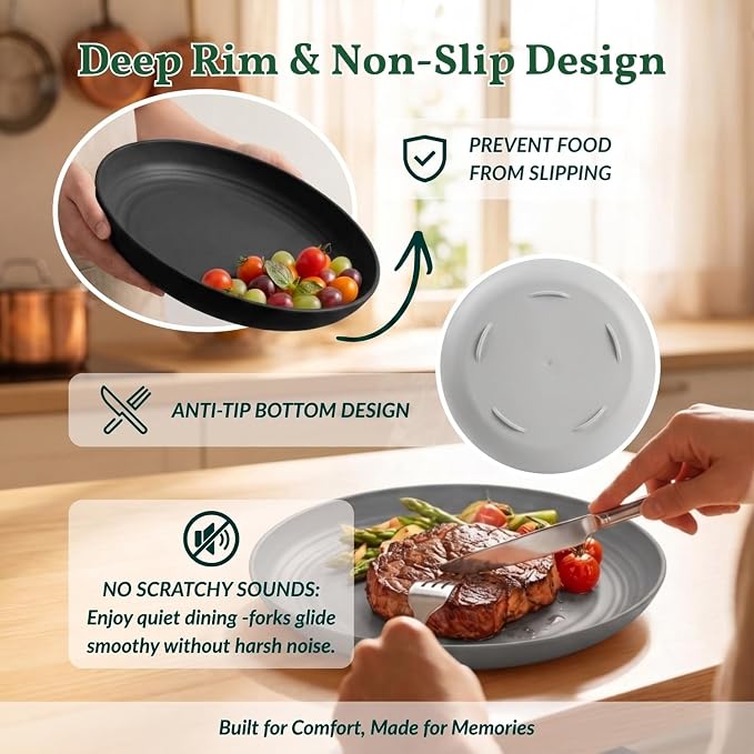 Wheat Straw Dinner Plates Set of 8-11 Inch, Alternative to Plastic, Microwave & - Image 5