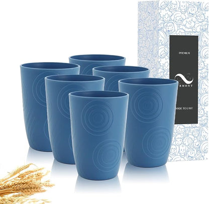 PYRMONT Wheat Straw Cups 16 Oz Alternative Plastic Cups Set of 6 Unbreakable by PYRMONT