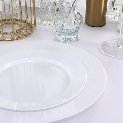 Moretoes 100PCS White Plastic Plates Disposable 10.25inch Dinner Plates and 7.5inch Dessert Salad Plate Heavy Duty Plate for Wedding Party and Birthday