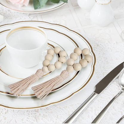Napkin Rings Set of 12, Handmade Farmhouse Wood Beaded Napkin Ring - Image 6