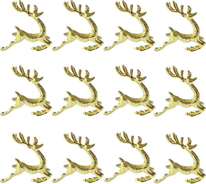 Christmas Gold Deer Napkin Rings Set of 12 by Kintyno