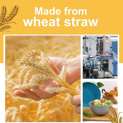 Rubtlamp 16Pcs Plastic Wheat Straw Dinnerware Set, Reusable Plastic Dishes Set - Image 9