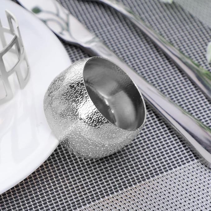Set of 100 Napkin Rings Metal Silver Circular Napkin Ring, Napkin Rings Bulk - Image 6
