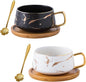 Jusalpha 2 Pack Golden Hand Print Black and White Teacup Coffee Cup by Jusalpha