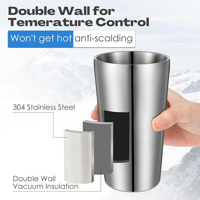 Mimorou 8 Pack Stainless Steel Insulated Cup 18.6 oz Metal Tumbler Double Wall - Image 3