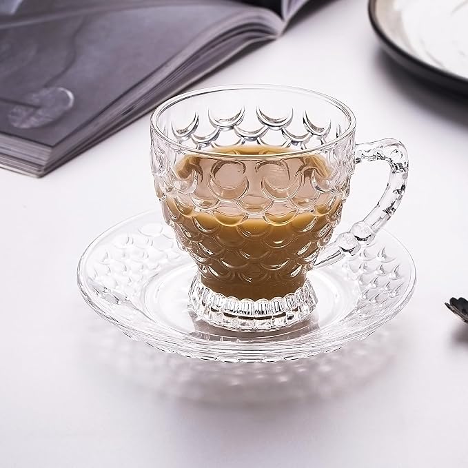 Glass Tea Cups and Saucers Set of 6 - Image 7