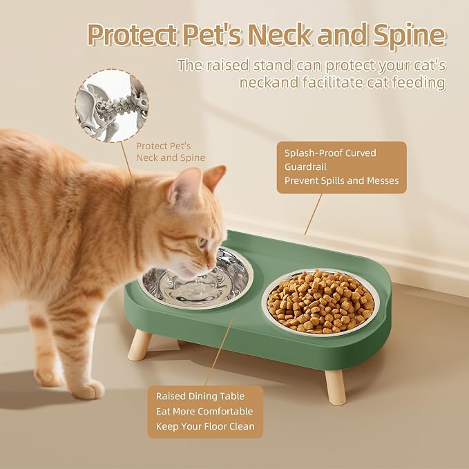 Elevated Cat Bowl, Raised Cat Food and Water Bowl Set - Image 3