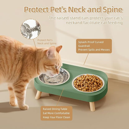 Elevated Cat Bowl, Raised Cat Food and Water Bowl Set - Image 3
