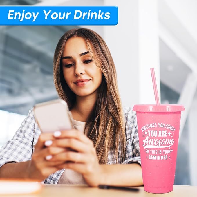 24 Pack Plastic Tumblers with Lids and Straws, Sometime You Forget You Are - Image 8